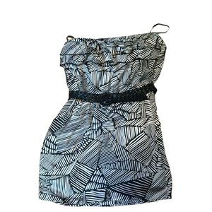 Strapless ruffle dress with belt